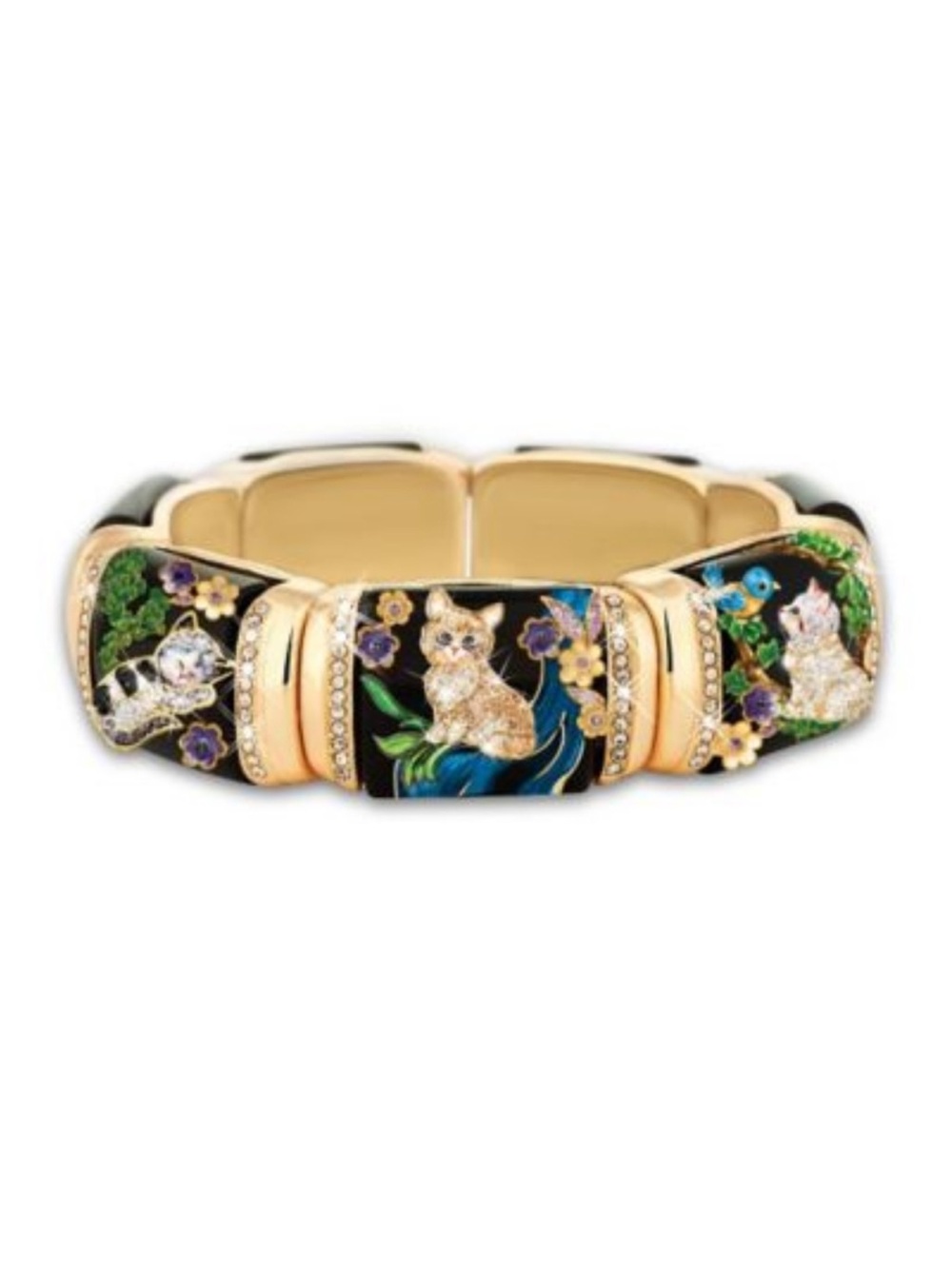 The Bradford Exchange Sophisticated Stretch Link Cat Gold-Tone Bracelet